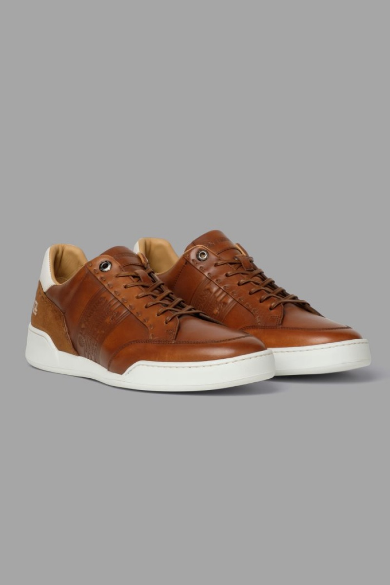 Zapatillas La Martina Cuero With A Blancas Crepe Sole Hombre Marrones Chile | BXE-5318