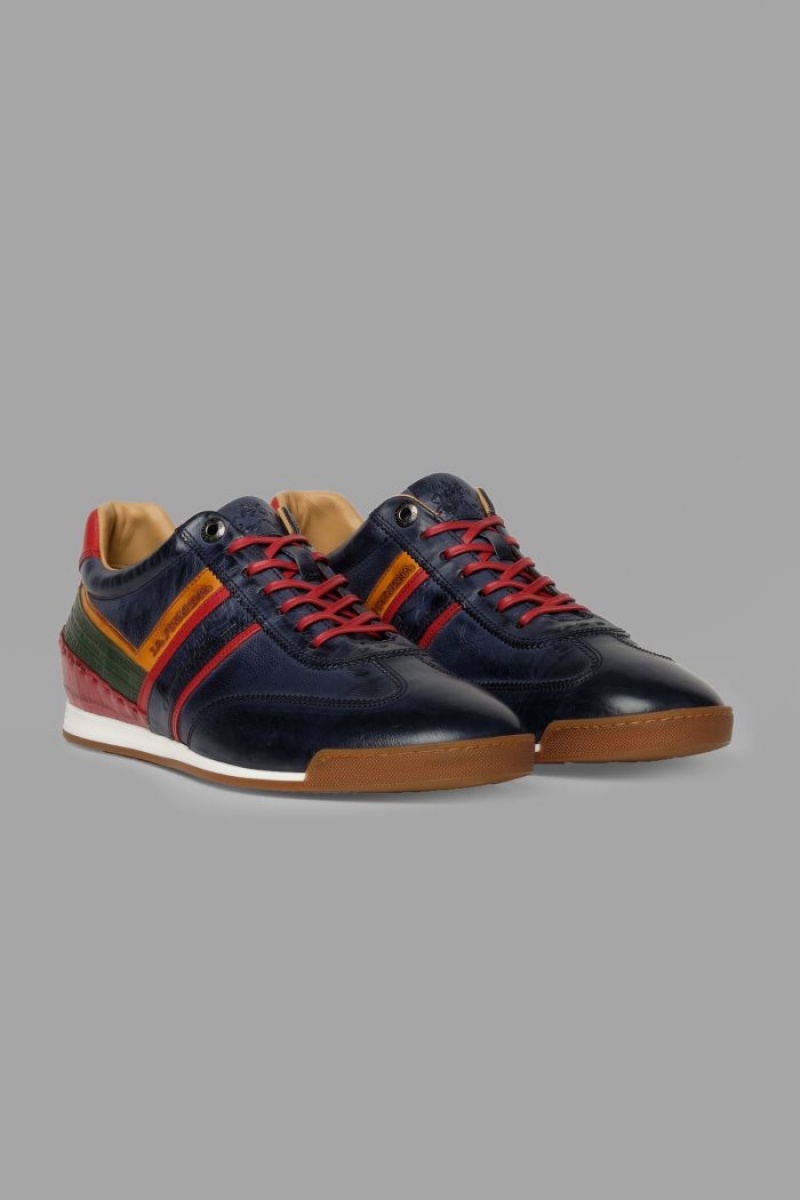 Zapatillas La Martina Multicoloured Leather Hombre Azul Marino Chile | YGZ-0875