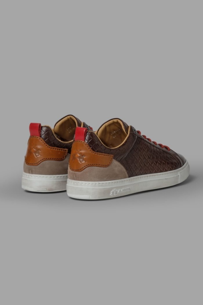 Zapatillas La Martina Woven Leather Hombre Chocolate Marrones Chile | GVK-4387